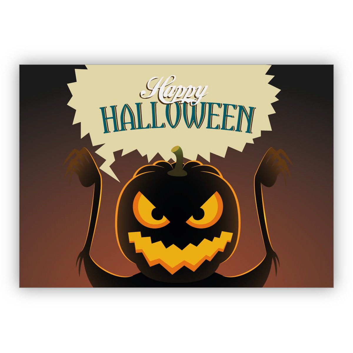 Terrible Halloween Card with Scary Pumpkin: Happy Halloween