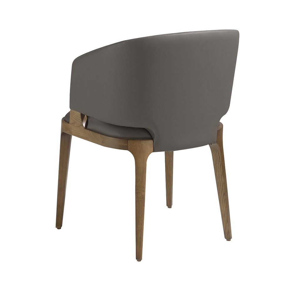 Leatherette dining chair with walnut ash structure