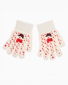 Gloves - White with snowmen