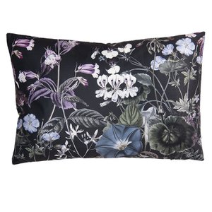 Decorative cushion 60x40 cm Black Synthetic floral cushion cover with cushion filling