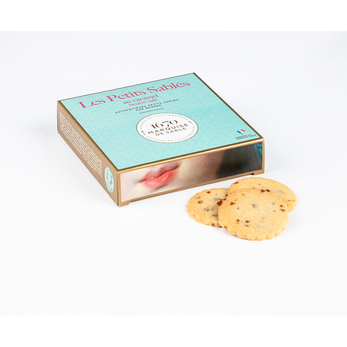 Shortbread cookies with salted butter caramel chips - 100g cardboard box