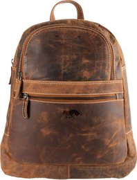 Stylish backpack of natural cognac buffalo leather - robust and versatile backpack, perfect for both daily use and adventurous outings.
