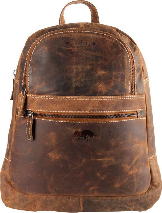 Stylish backpack of natural cognac buffalo leather - robust and versatile backpack, perfect for both daily use and adventurous outings.