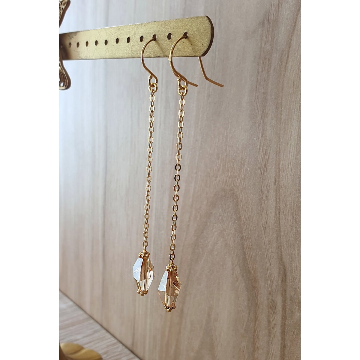 Long-length 18K gold plated  Golden Shadow earrings