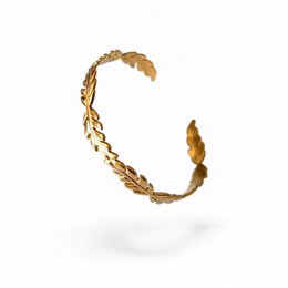 Ethereal Leaf - Leaf-stijve armband van waterdicht verguld staal