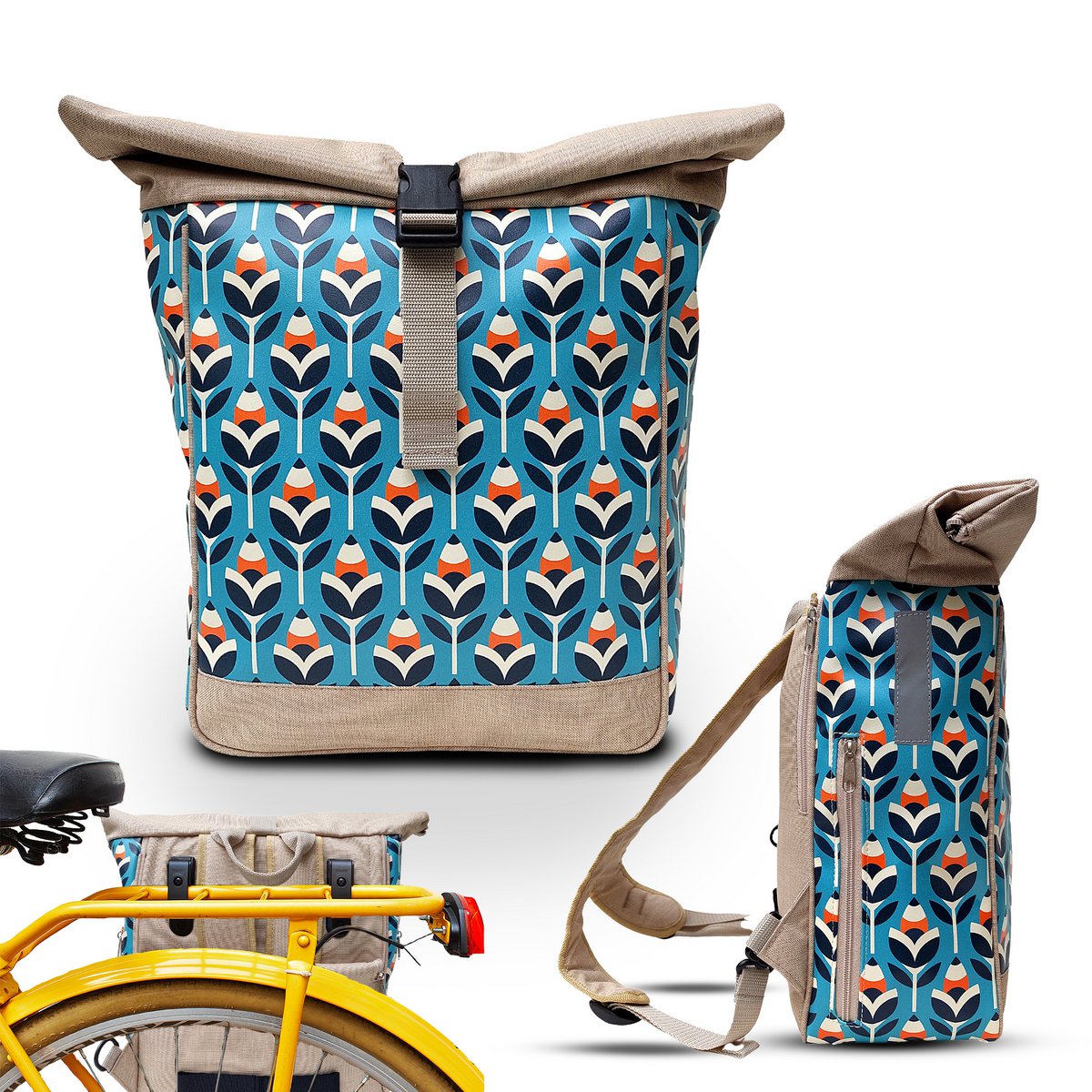 Combinazione sacca per biciclette / portapacchi per zaino - Scandinavia