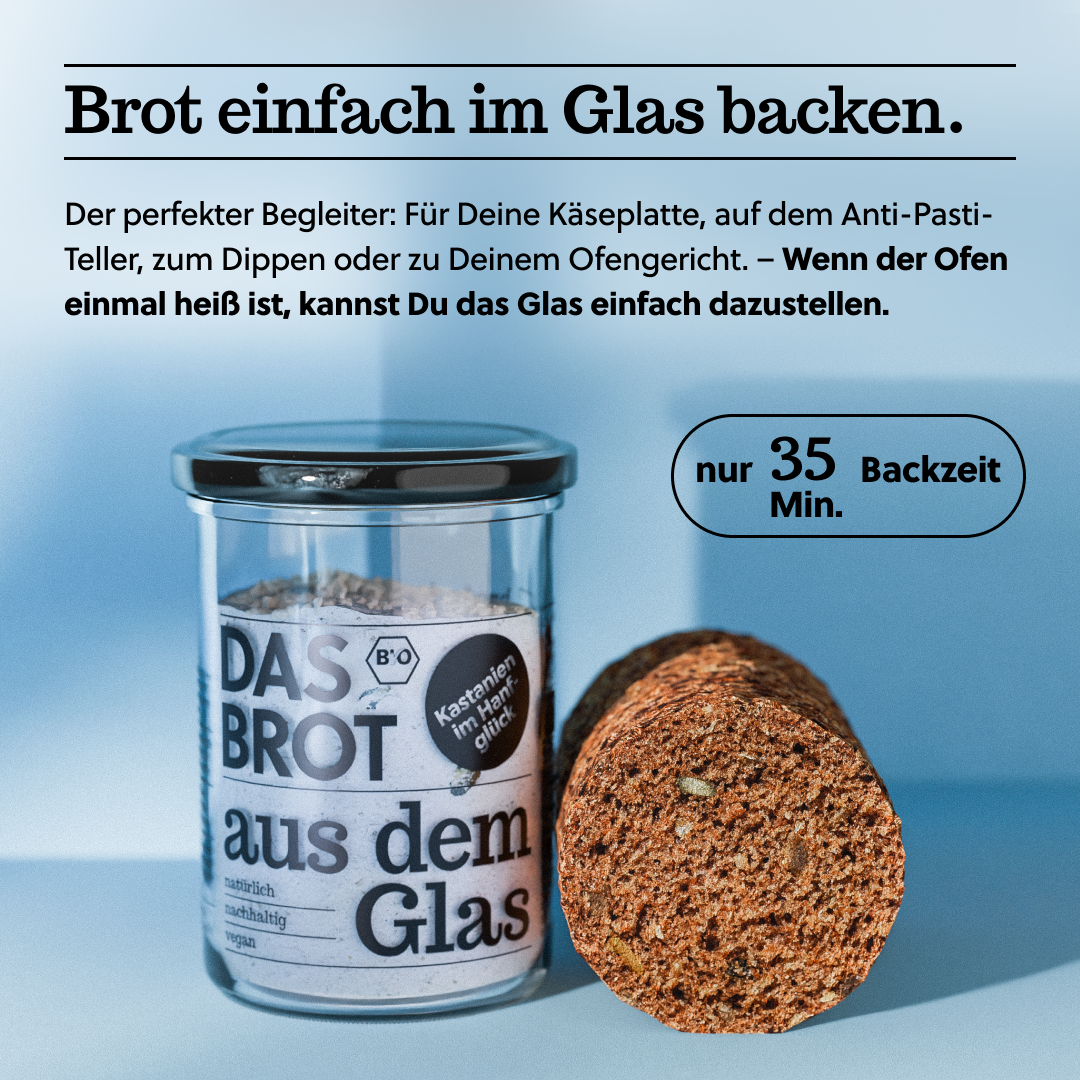 Nachfüller für Bio-Brotbackmischung im Glas "Kastanien im Hanfglück" (600 g)