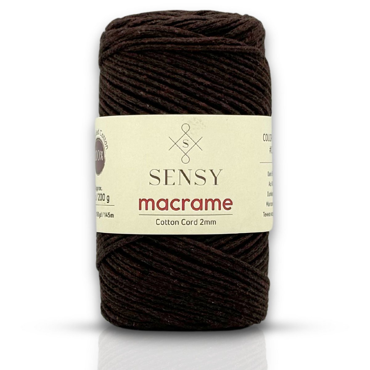 Sensy Premium 2 mm - 160 yards 100 % genanvendt bomuldsmacrame-ledning