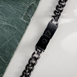 Bold Blackened Stainless Steel Curb Chain Bracelet