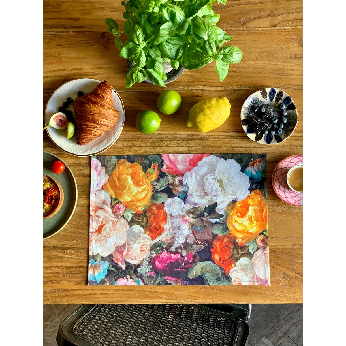 Mantel individual 30 x 43 cm, 100% Algodón, Estampado | francine negro