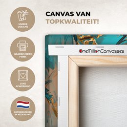 Canvas schilderij  - Wanddecoratie - Bloemen - Vaas - Stilleven - Beige