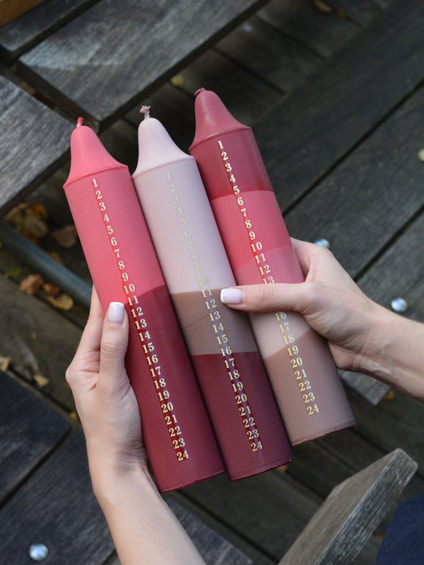 Kalenderlys Rot, Fuchsia, Beige & Brown