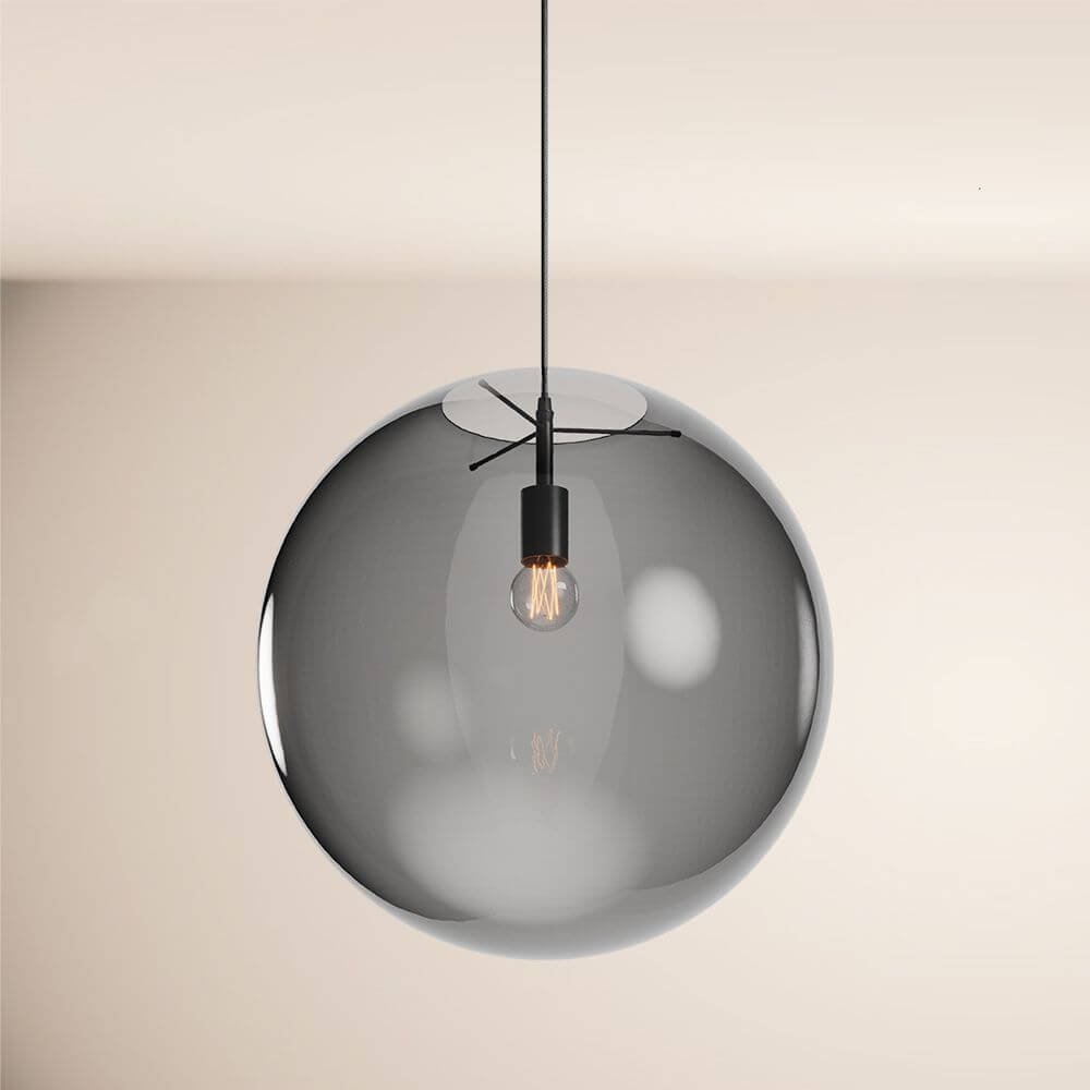 s.luce Orb glass ball hanging lamp 150cm suspension black