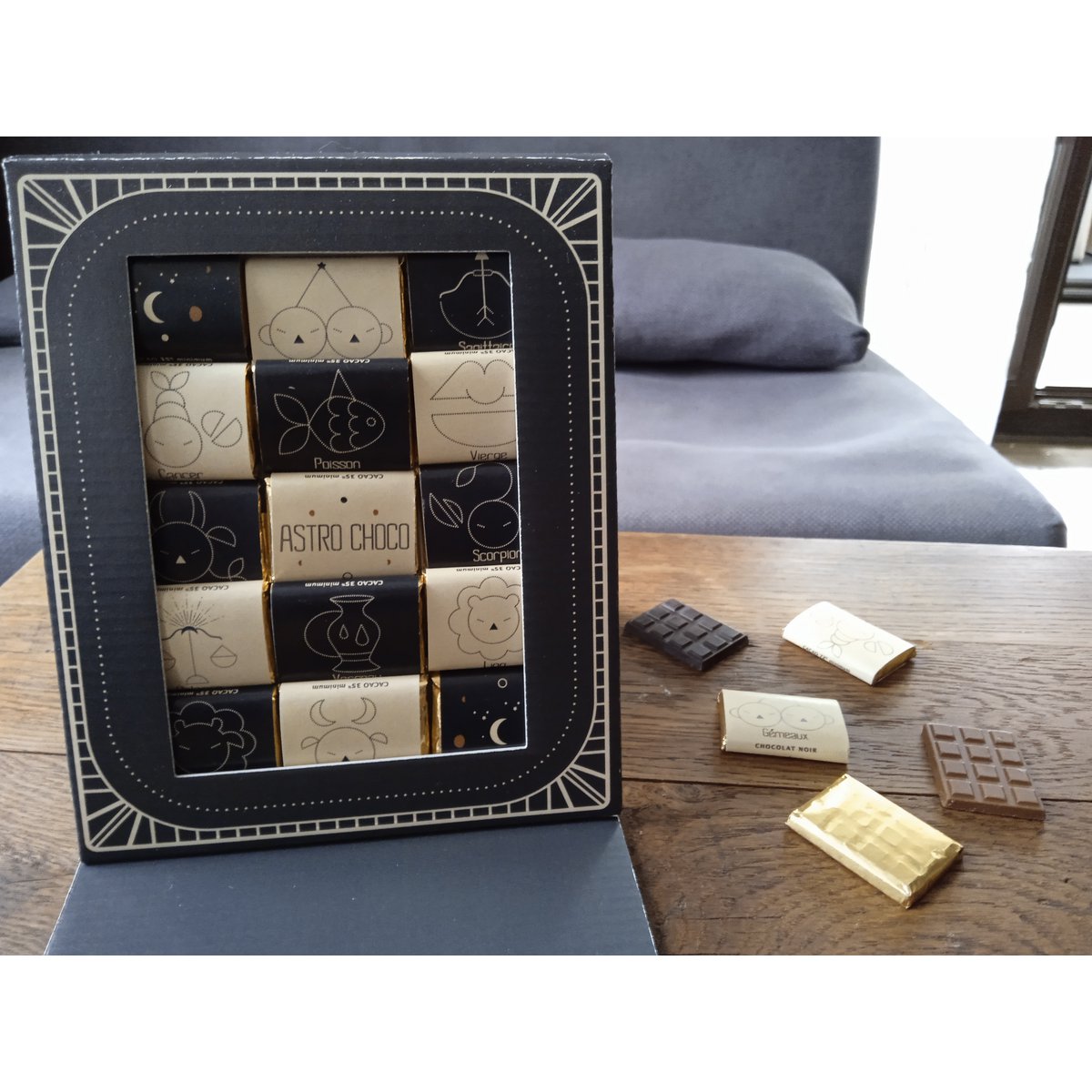 ASTROLOGIE SCHOKOLADE -MILCH- VERPACKUNG FOTORAHMEN © + KARTE
