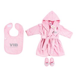 Set Regalo Rosa: Albornoz 62-68/Babero/Zapatillas