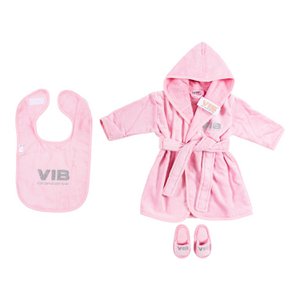 Giftset Pink: Bathrobe 62-68/Bib/Slippers