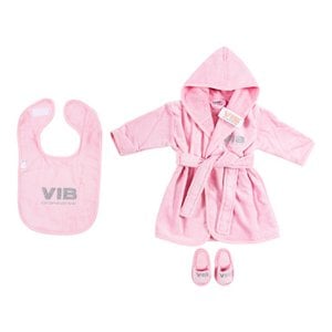 Giftset Pink: Bathrobe 62-68/Bib/Slippers
