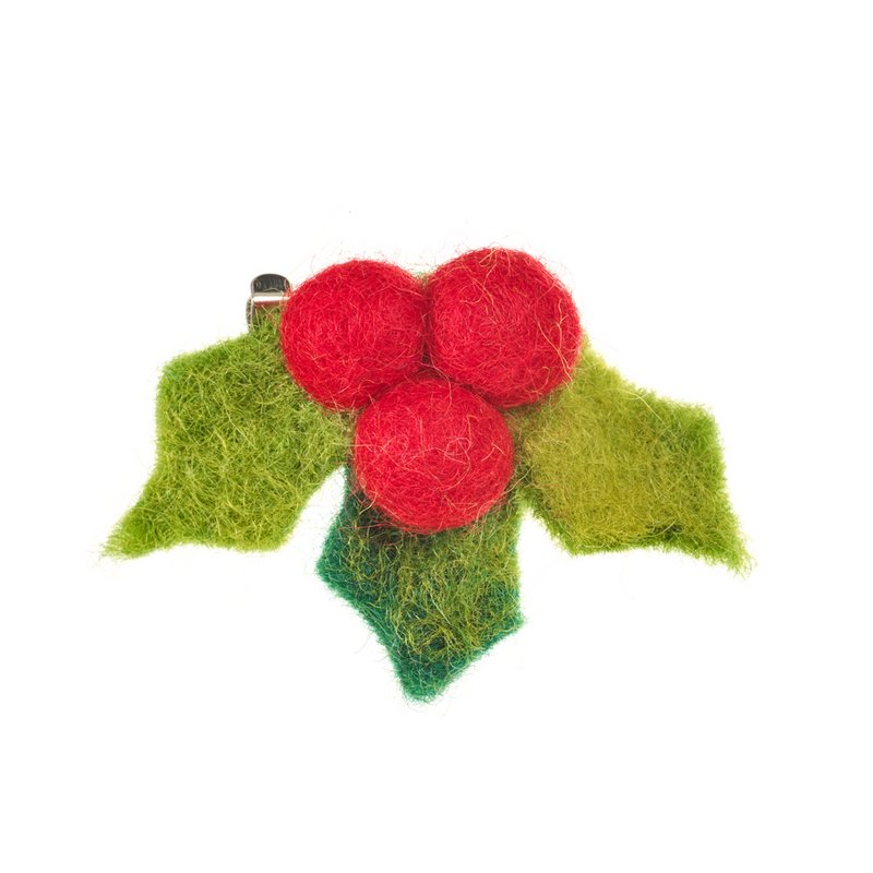Hadndmade Filt Fairtrade Holly Broche Juletilbehør