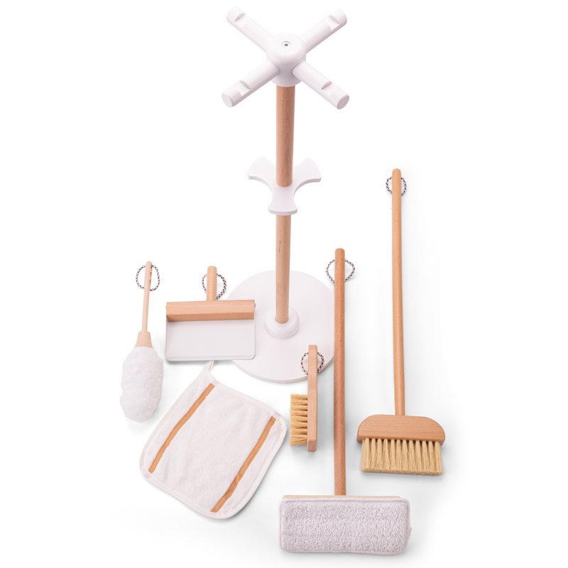 Wooden Toy Cleaning Set with Stand - 6-piece