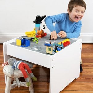 2in1 Spieltisch mit grauer Bauplatte, inkl. Aufbewahrungsbox