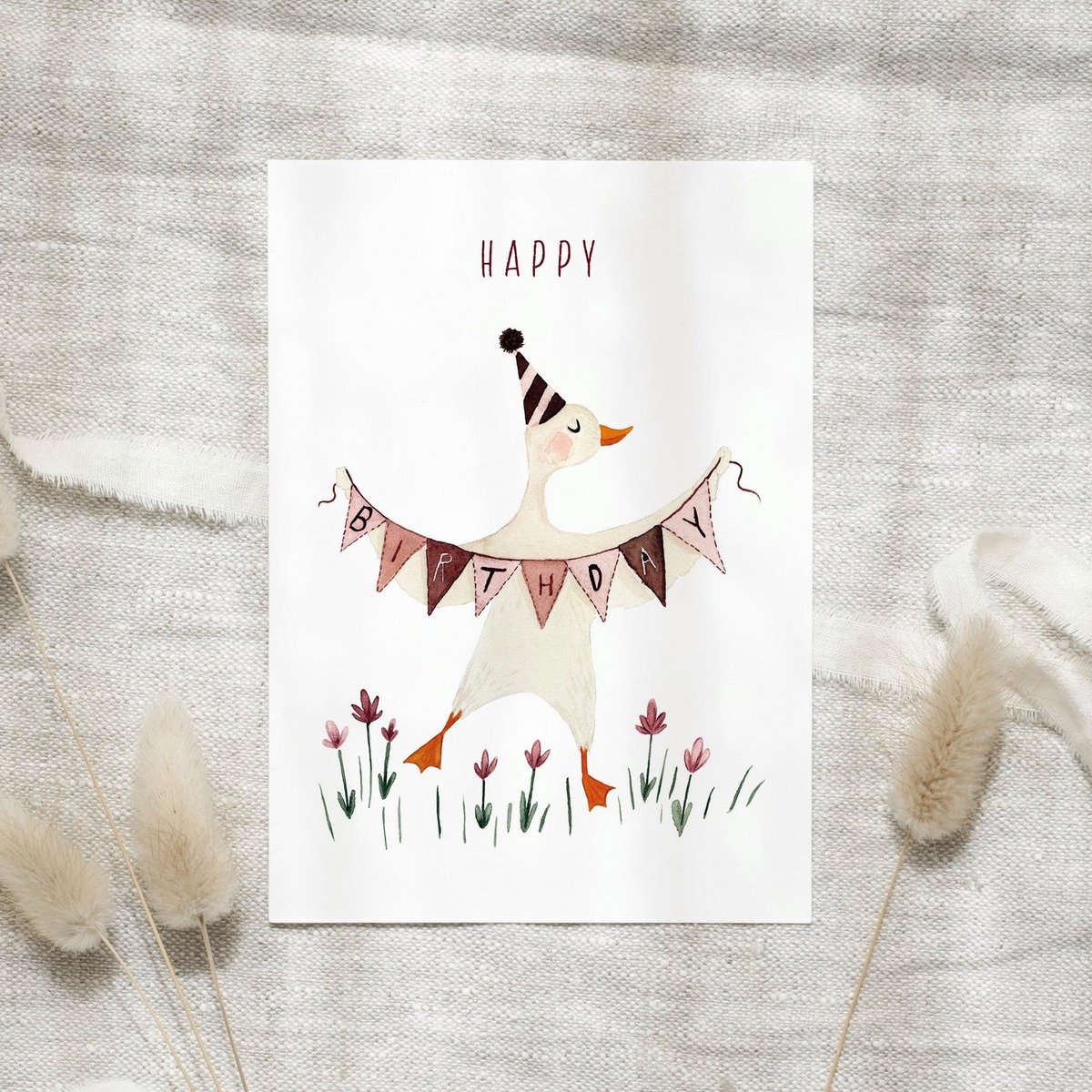 Carte postale - Anniversaire Oie