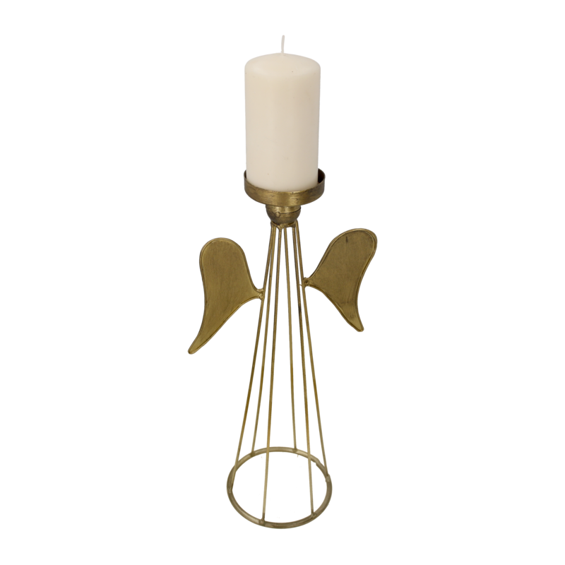 Golden angel metal candle holder h 37 d 12 cm