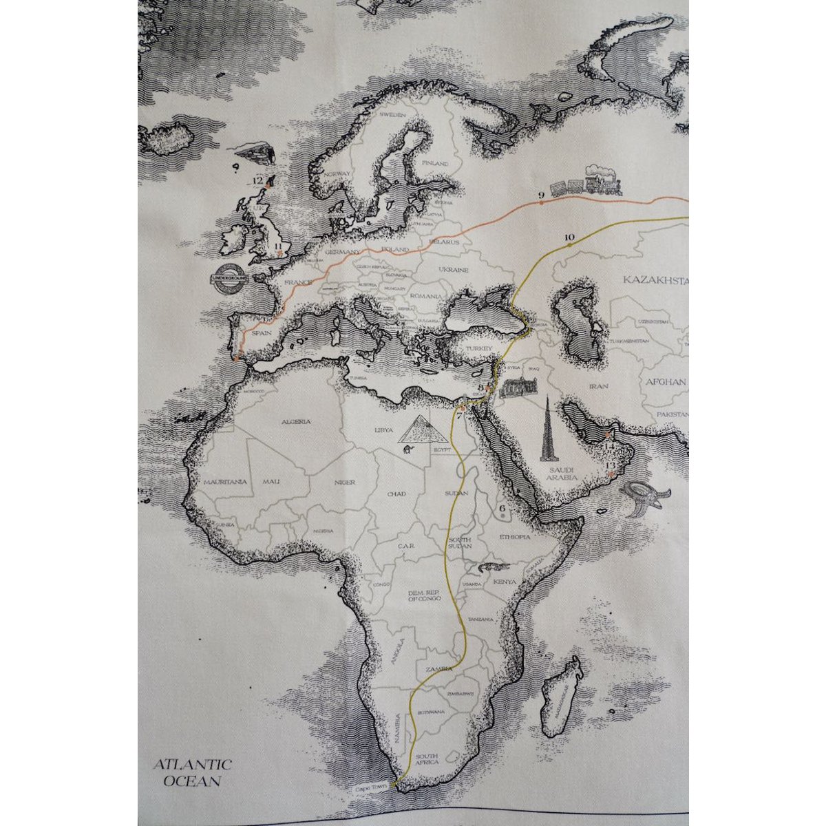 Cotton world map for children "Civilisational achievements"