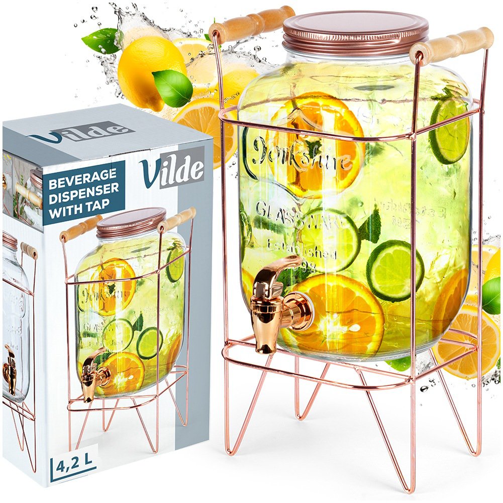 Dispenser with Tap and Stand Gold 4.2 l