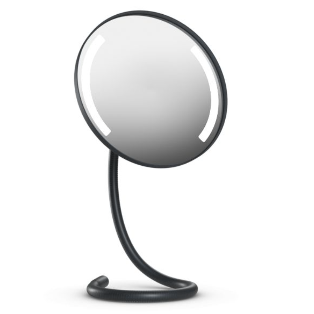 Illuminated mirror with a long gooseneck