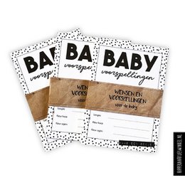 Prediction cards baby shower fill-in cards - Black / white per 5 sets
