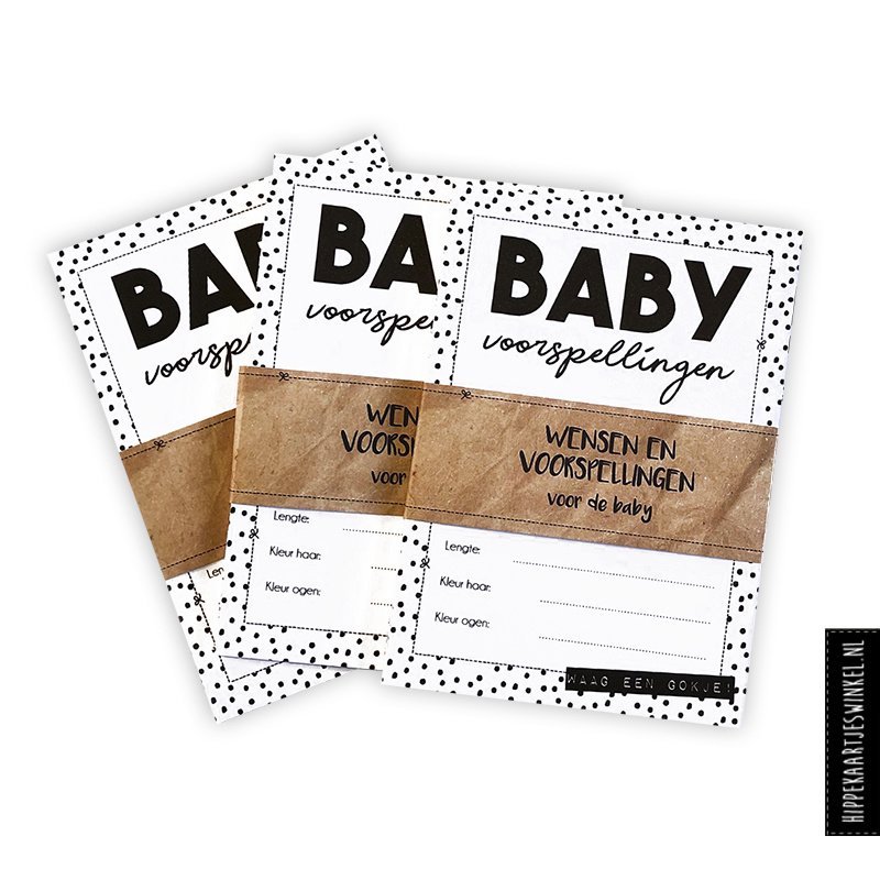 Schede pronostici carte da compilare per baby shower - Nero / bianco per 5 set