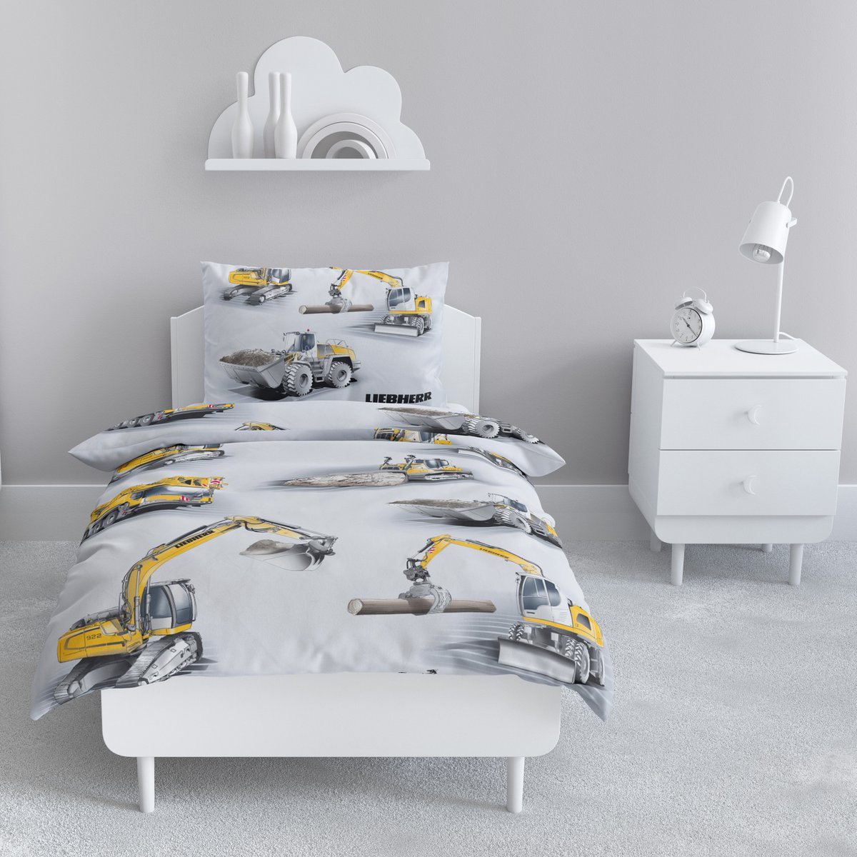 Liebherr Beaver Bed Linen Juego de 135x200 cm Excavator en amarillo plateado
