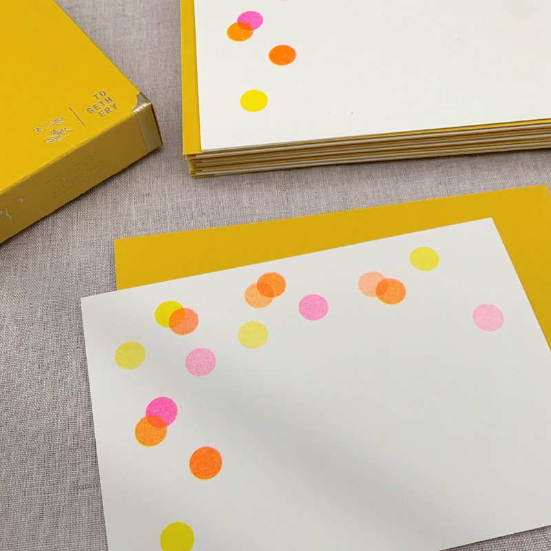 Notecard set / riso printing / confetti / sustainable