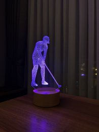 Lampa LED dla golfistów 3D | Drewniana bateria i kabel USB