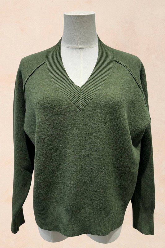Jersey punto canalé manga larga cuello pico - Viscosa - 1336