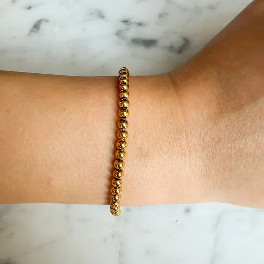LOUIZ Gold beaded bracelet 4 mm