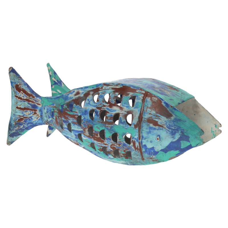 Nautical design iron fish candle holder