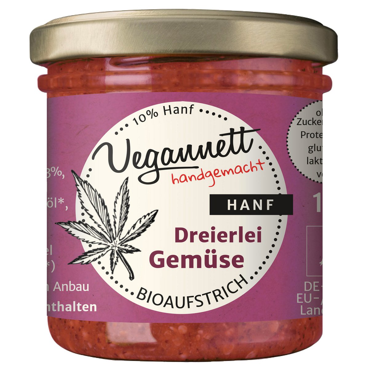 Three types of vegetable hemp organic spread
