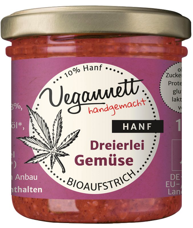 Three types of vegetable hemp organic spread