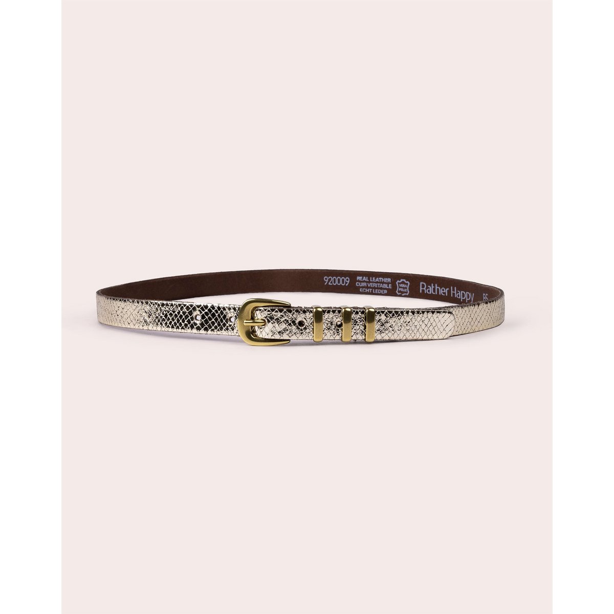 MIRA | Embossed Leather Belt with Triple-Ring Buckle