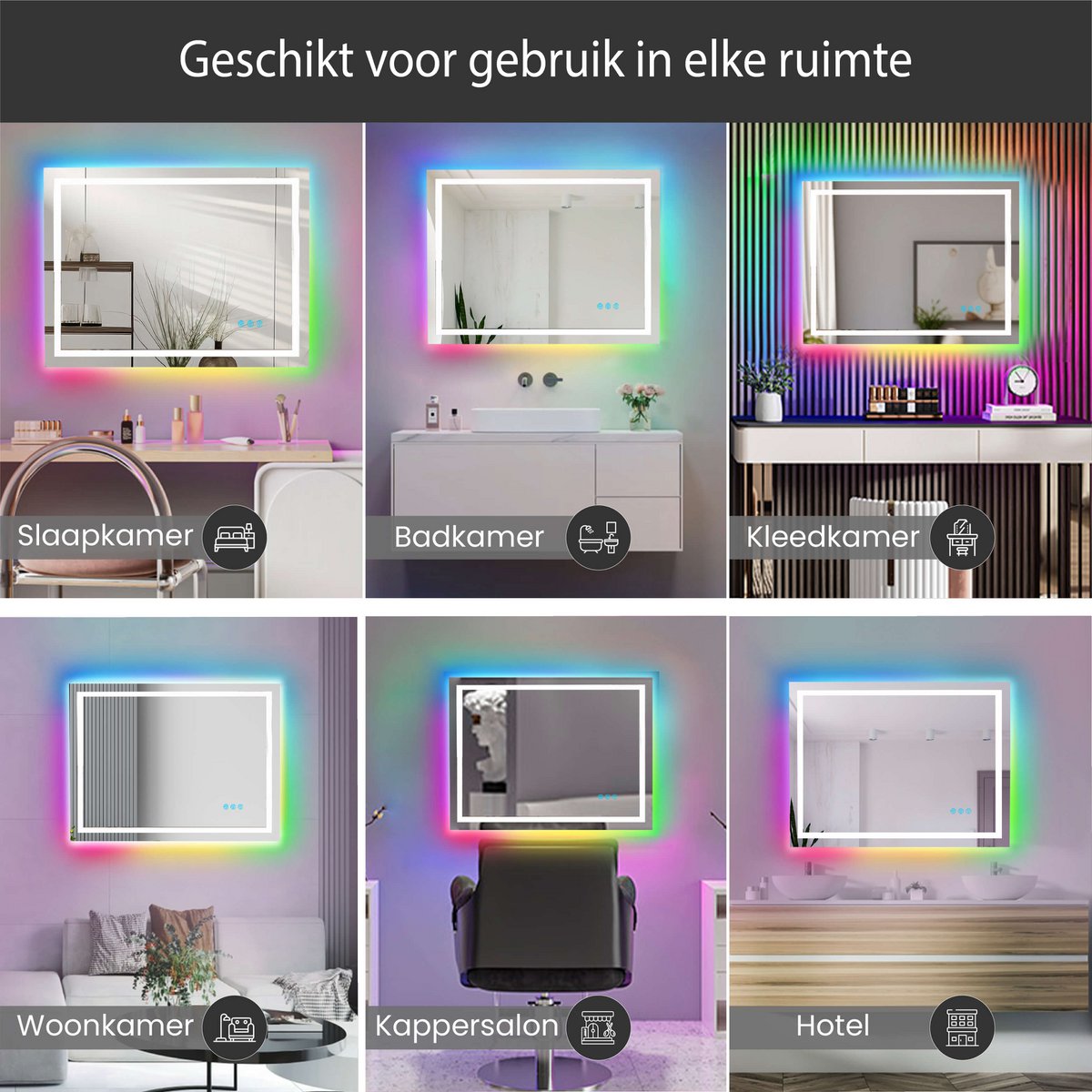 RGB-spiegel Lumoire Matrix horizontaal 120 cm