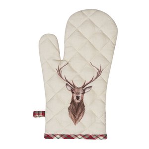 Ovenwant 18x30 cm Beige Red Cotton Hert Oven Glove