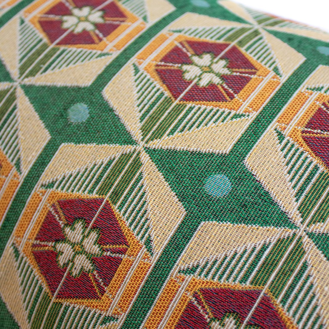 NIN-NIT Classique Nature Diamant XL cushion | 100% woven cotton | decorative cushion with floral print | green| orange | brown | beige | red | blue | multicolor | 90x35 cm