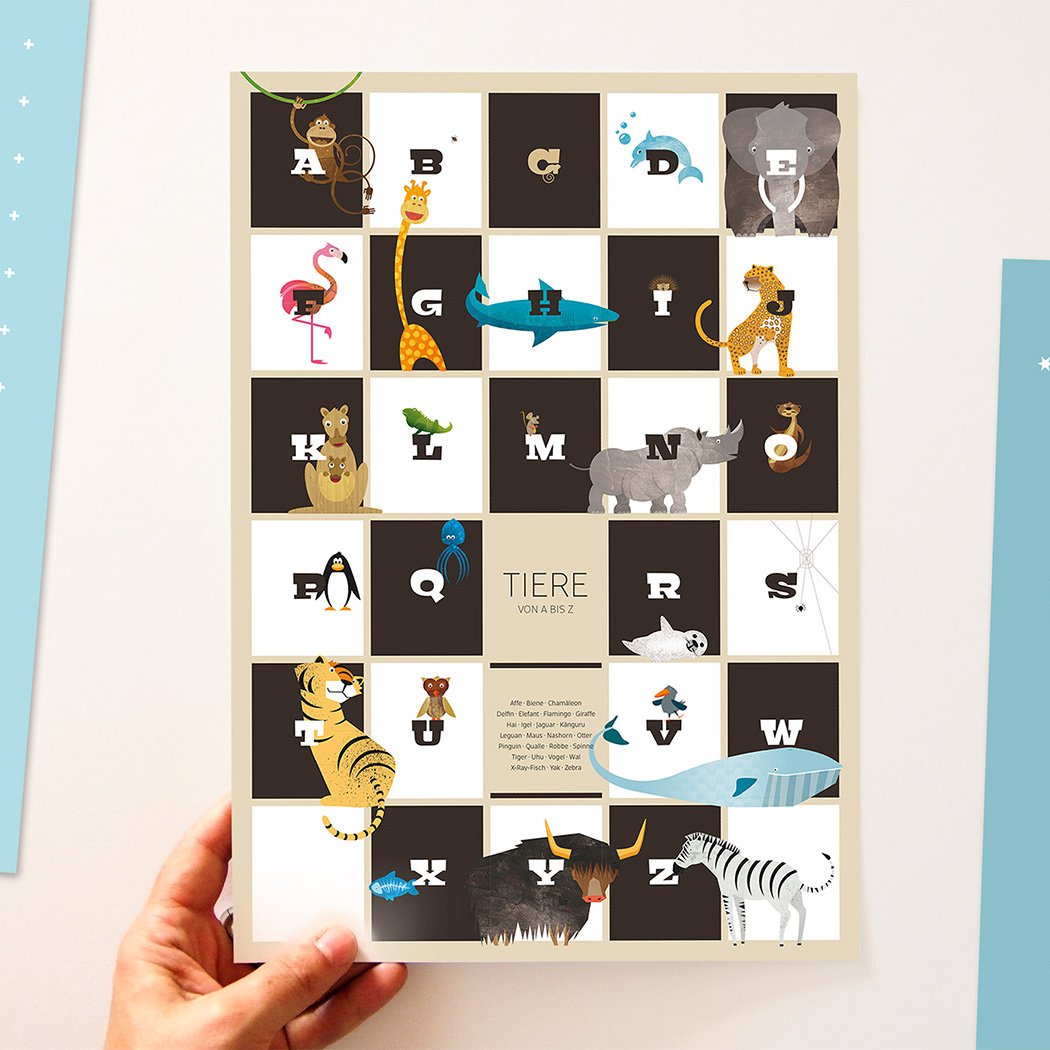 A4 picture ABC with animals for the children's room