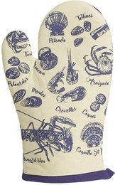 Fishing glove with string, made of durable material, featuring a nautical-themed design with various sea creatures and shells.