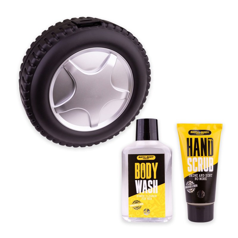 BATH + BODY TOOLKIT Badeset im Autoreifenkoffer