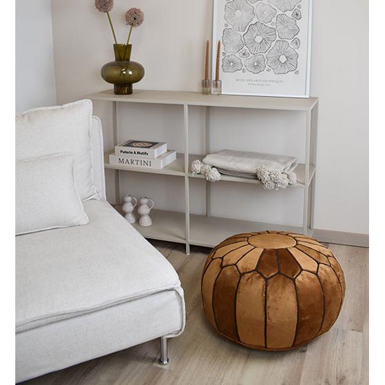 Velvet pouffe - karamelbruin