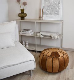 Velvet Pouffe - Caramel Brown