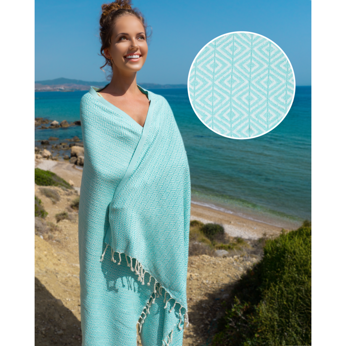 ELA Cotton Hammam Spa Towel – Compact – Mint - 180x100 cm