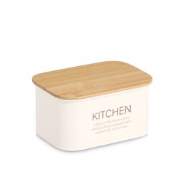 Voorraadpot met bamboe deksel "Kitchen", 1200 ml, crème